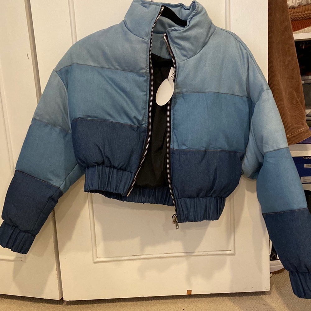 Rehab lab denim puffer NWT